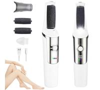 GlobalCrown Electric Foot File for Hard Skin Remover Foot exfoliator,Callus Remover for feet Dead Skin Pedicure Tools Set with 3 Replacement Rollers for Cracked Heels (White)