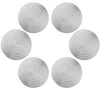 GLOBALDREAM Coasters, 6pcs Hollowed-Out Round Cup Coaster Metallic Round Coffee Coasters Table Decorative Non-Slip Drinks Coasters PVC Insulation Pads Mats(Silver, 10cm, C01)