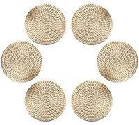 GLOBALDREAM Coasters, 6pcs Hollowed-Out Round Cup Coaster Metallic Round Coffee Coasters Table Decorative Non-Slip Drinks Coasters PVC Insulation Pads Mats(Gold, 10cm, C01)