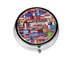 GlobalFlagsMosaic Unique Customized Pill Organizer - 7 Day AM PM Travel Pill Box with Full Print Design - Iron Plating Mini Medicine Organizer