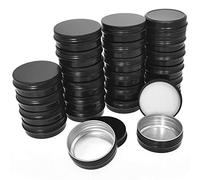 Globalflashdeal Aluminum Tin Cans, 30ml Round Metal Tin Container Screw Top Cans Cosmetic Sample Containers Candle Travel Tins (40 Pcs)