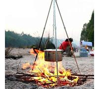 GLOBALHUT Adjustable Outdoor Camping Tripod, 80cm Height Aluminum Alloy 3-Leg Stand for Hanging Pots Lanterns Gear Portable Cooking Fire Stand