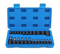 GLOBALHUT Auto Repair Tool Set 25pcs E-Torx Sockets | Includes 13 T-star bits T8-T60, 12 E-sockets E4-E22, comprehensive sizing for auto repair