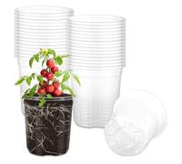 GLOBALHUT Clear Nursery Pots Set, 10Cm & 15Cm Transparent Plant Containers With Drainage Holes, For Easy Monitoring & Transplanting - Reusable Gardening Pots