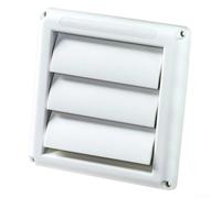 GLOBALHUT Gravity Flaps External Wall Ventilation Exhaust Cover Air Vent Grill Grille For Extractor Fans, White Plastic Weatherproof With Automatic Closure