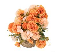 GLOBALHUT Lifelike Chrysanthemum Silk Fake Flowers Adds a Touch of Elegance to Any Event (orange)