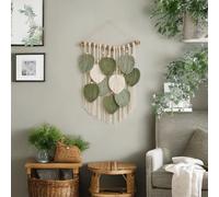 GLOBALHUT Macrame Wall Hanging, Green Leaf Tassel Wall Tapestry Boho Wall Art, Handmade Woven Wall Decor For Living Room Bedroom Apartment Office Decor(Green)