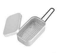 GLOBALHUT Outdoor Aluminum Mess Tin, Camping Cookware Set, With Built In Steamer And Grill Rack For Camping, Picnics And Barbecue Activities(2pcs Silver)