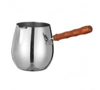 GLOBALHUT Stainless Steel Turkish Coffee Pot, Turkish Warmer Coffee Pot For Coffee Brewing And Sauce Heating, Featuring Wooden Handle(600ML)