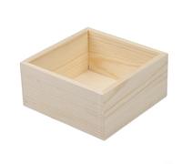 GLOBALHUT Wooden Storage Box Set, Modern Square Succulent Organizer Tray for Home Decor, Sturdy Beige Wood Box for Crafts and Small Items, 4-Pack(12.5 * 12.5 * 5.6CM)