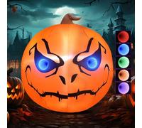 GlobaLink 1.5m/4.7FT Inflatable Pumpkin, 3D RGB Infinity Mirror Tunnel Light Halloween inflatable with Dual Flash Modes, IP44 Waterproof Halloween Outdoor Inflatable Decorations for Party Garden