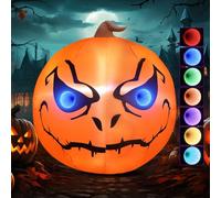 GlobaLink 1.5m/5FT Inflatable Pumpkin, 3D RGB Infinity Mirror Tunnel Light | Halloween Inflatable with Dual Flash Modes, IP44 Waterproof Outdoor Decoration for Party Garden