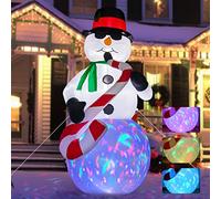 GlobaLink 2.4m/8FT Christmas Inflatables Snowman, Blow up Snowman Inflatable with Colorful Rotating LED Lights, IP44 Waterproof Outdoor Xmas Inflatable Decorations for Indoor Outdoor Yard Garden