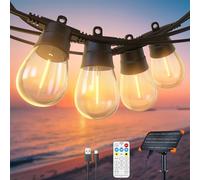 GlobaLink 31.3M Solar Festoon Lights Outdoor, 30-Bulb S14 Dimmable Solar String Lights with Remote, 8 Lighting Modes & Timer, 2700K Warm White, IP65 Waterproof for Garden & Patio Gazebo