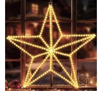 GlobaLink 3D Christmas Star Lights, 50cm Ultra Large Mains Window Star Lights with 3m Lead Wire, 282 LED Foldable Xmas Window Light for Weddings Party Home Indoor & Outdoor Decor 1 Pack - Warm White