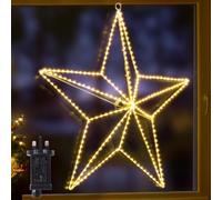 GlobaLink 3D Christmas Star Lights, 50cm Ultra Large Mains Window Star Lights with 3m Lead Wire, 282 LED Foldable Xmas Window Light for Weddings Party Home Indoor & Outdoor Decor 1 Pack - Warm White