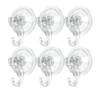 GlobaLink Bathroom Suction Hooks - 6 Pack, Heavy Duty 3KG Capacity, Clear Shower Hooks for Bathroom, Kitchen, Window Bags, Coats, Caps, Towel
