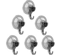 GlobaLink Bathroom Suction Hooks - 6 Pack Reusable Sucker Hooks Heavy Duty 3KG Capacity, Clear Shower Hooks for Bathroom, Kitchen, Window Bags, Coats, Caps, Towel - Black