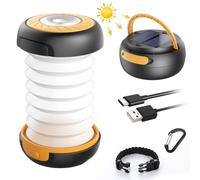 GlobaLink Camping Lantern, LED Rechargeable Camping Light, Solar/USB Powered Collapsible Tent Light with First-Aid Whistle, Camping Lamp for Outdoor Hiking Tent Garden, Emergency Charger for Phone