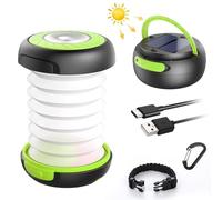 GlobaLink Camping Lantern, LED Rechargeable Camping Light, Solar/USB Powered Collapsible Tent Light with First-Aid Whistle, Camping Lamp for Outdoor Hiking Tent Garden, Emergency Charger for Phone