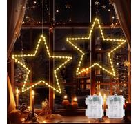 GlobaLink Christmas Star Lights, 50cm Battery Window Star Lights, 2 Pack | Foldable LED Star Lights with 8 Modes, Timer & Waterproof Design for Xmas Window, Wedding, Party & Home Decor