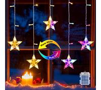 GlobaLink Christmas Window Lights 5 Stars 36 LEDs Battery Powered Colour Changing Star Curtain Lights with 8 Modes Timer IP44 Waterproof Star Fairy Lights for Home Window Xmas Wedding Party