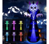 GlobaLink Outdoor Halloween Inflatables, 10FT Grim Reaper Ghost with Horror Induction Sound and 7-Color RGB Lights, IP44 Waterproof Inflatables Ghost with Pumpkin Head, Blow Up Yard Decor for Garden