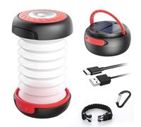 GlobaLink Rechargeable Camping Lantern, Solar Powered Camping Light，Red