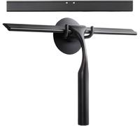 GlobaLink Shower Squeegee, 10’’ Stainless Steel Shower Scrapers with Hanging Suction Hook All-Purpose Bathroom Window Wiper With Replacement Silicone Blade for Shower Door, Mirror - Black