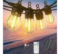 GlobaLink Solar Festoon Lights Outdoor, 105ft/32M S14 Dimmable Outdoor String Lights Solar Powered with Remote Control, IP65 Waterproof Outside Solar Lights with 8 Modes &Timer for Garden Patio Gazebo