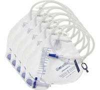 GlobalRoll Urinary Drainage Bag with Anti-Reflux Chamber, 5Pack 2000 mL Vinyl with 48" Drainage and Hanging Hook, Professional Urinary Bag for Home and Hospitals Health Aids