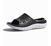 GLOBALWIN Ava Cloud Slippers Pillow Slides for Women Summer Sandals Reduce Stress on Feet, Ss232blackwhite, 6 UK