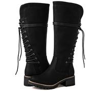 GLOBALWIN Women's Lace Up Back Knee High Fashion Boots, 19yy29 Black3, 6 UK