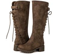 GLOBALWIN Women's Lace Up Back Knee High Fashion Boots, 19yy29 Camel2, 6.5 UK