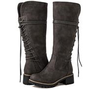 GLOBALWIN Women's Lace Up Back Knee High Fashion Boots, 19yy29 Grey3, 9 UK