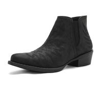 GLOBALWIN Women's Western Ankle Booties Snipped Square Toe Embroidered Cowboy Chelsea Boots, Low Stacked Block Heel, Comfortable Pull-On Short Cowgirl Boots, 25yy05 Black, 9 UK