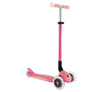 Globber Elite Kids 3 Wheel Light Up Glow Scooter - Foldable - 3 Years to 9 Years Plus - LED Wheels - 2 Year Warranty (Coral Pink)