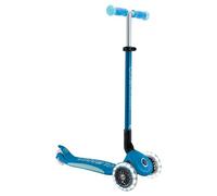 Globber Elite Kids 3 Wheel Light Up Glow Scooter - Foldable - 3 Years to 9 Years Plus - LED Wheels - 2 Year Warranty (Petrol Blue)
