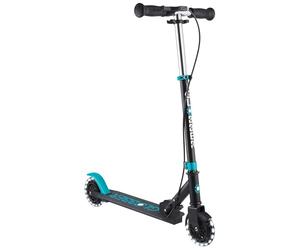 Globber - Flow Element Junior Lights - Foldable 2-Wheel Scooter with Brake for Children from 4 Years, Turquoise Blue