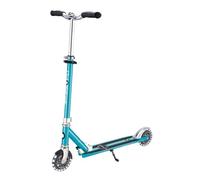 Globber - Flow Element Lights - 2-Wheel Folding Scooter with LED Light, Rear Brake and Adjustable Handlebar, Ages 5 for Kids and Teens - Aqua Blue