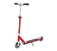 Globber - Flow Element Lights - 2-Wheel Folding Scooter with LED Light, Rear Brake and Adjustable Handlebar, Ages 5, for Kids and Teens - Red