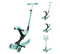 Globber Go Up Deluxe 3 in 1 Kids Ride On and 3 Wheel Scooter With LED Handle Light - from 15 Months to 9 Years for Boys and Girls - With a 2 Year Warranty (Mint)