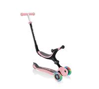 Globber GO-UP Foldable Lights - 3 in 1 Tricycle 120/80mm ABEC 5 3 Wheel Height Adjustable LED Wheels Pastel Pink, standard size