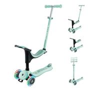 Globber Go Up Sporty Lights Kids Scooter Toddler Ride On - Removable Seat - 2 Year Warranty (Mint Green)