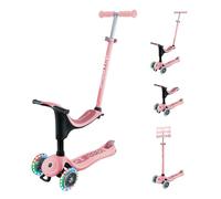 Globber Go Up Sporty Lights Kids Scooter Toddler Ride On - Removable Seat - 2 Year Warranty (Pastel Pink)