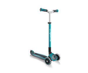 Globber Master Folding Scooter with Light Up Wheels and 5 height adjustable handlebars 74-94cm Suitable from 4 years max user weight 50kg (Teal), One Size