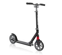 Globber NL 500-205 2-Big Wheel Quick Folding Kick Scooter - Reflective and Adjustable Height T-Bar - Comfort Handlebar Grips - for Kids 8+, Teens, and Adults - Black & Grey