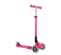 Globber Primo Kids 3 Wheel Foldable Scooter with Light Up Wheels and Reinforced Deck Colour Matching Deck for Children 3 Years Plus - 2 Year Warranty (Deep Pink, One Size)