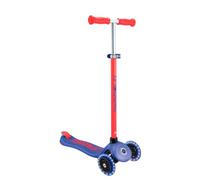 Globber Primo Plus 3 Wheel Light Up Neon Kids Scooter - 4 Height Adjustable Handle Bar 68-83cm - Matching Wheel Lights - Max user 50kg - 2 Year Warranty (Blue Orange)