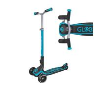 Globber Ultimum 3 Wheel Scooter with Patented Steering System, Adjustable Height, Robust, Extra Wide Deck and Wheels, Folding Scooter For Boys and Girls 5+ to Adult - 2 Year Warranty (Aqua)